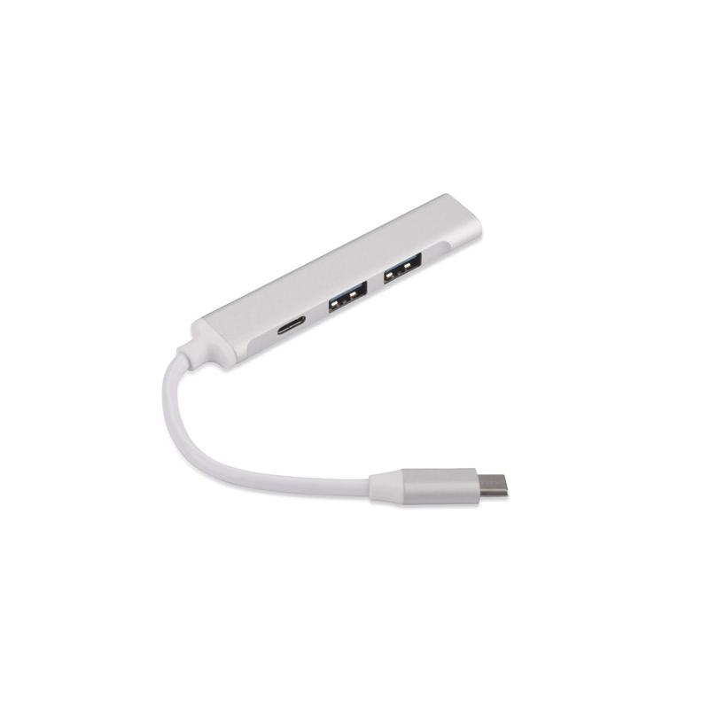 Splitter USB HUB cu cablu tip C - ROSKO Argintiu
