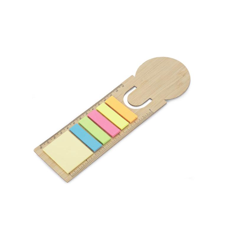 Riglă din bambus cu sticky notes BEMO Natural
