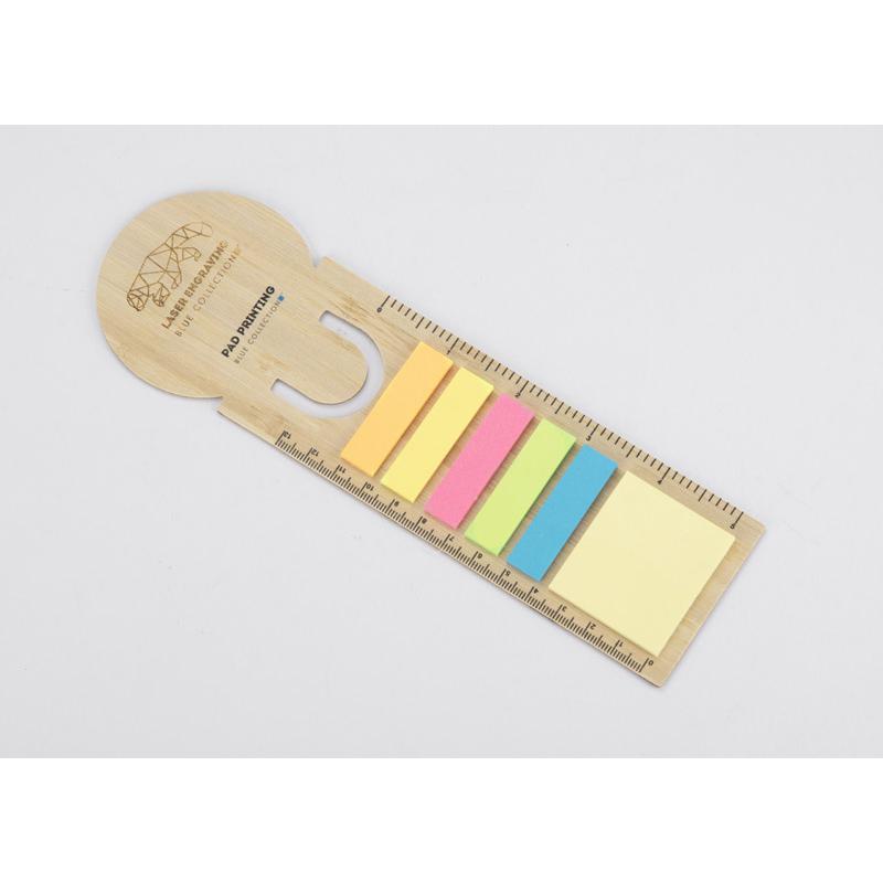 Riglă din bambus cu sticky notes BEMO Natural