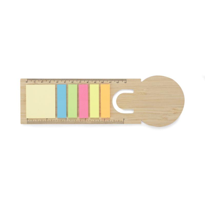 Riglă din bambus cu sticky notes BEMO Natural