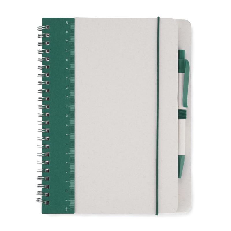 Notebook with ruler and pen REGALI Verde
