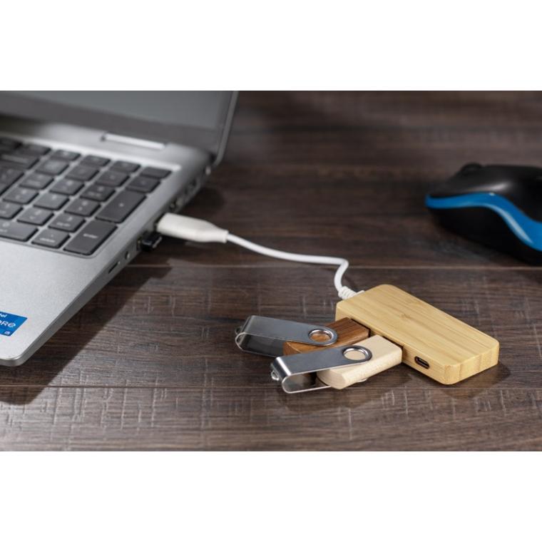 Splitter USB HUB din bambus cu mufă interschimbabilă - RIVO Natural