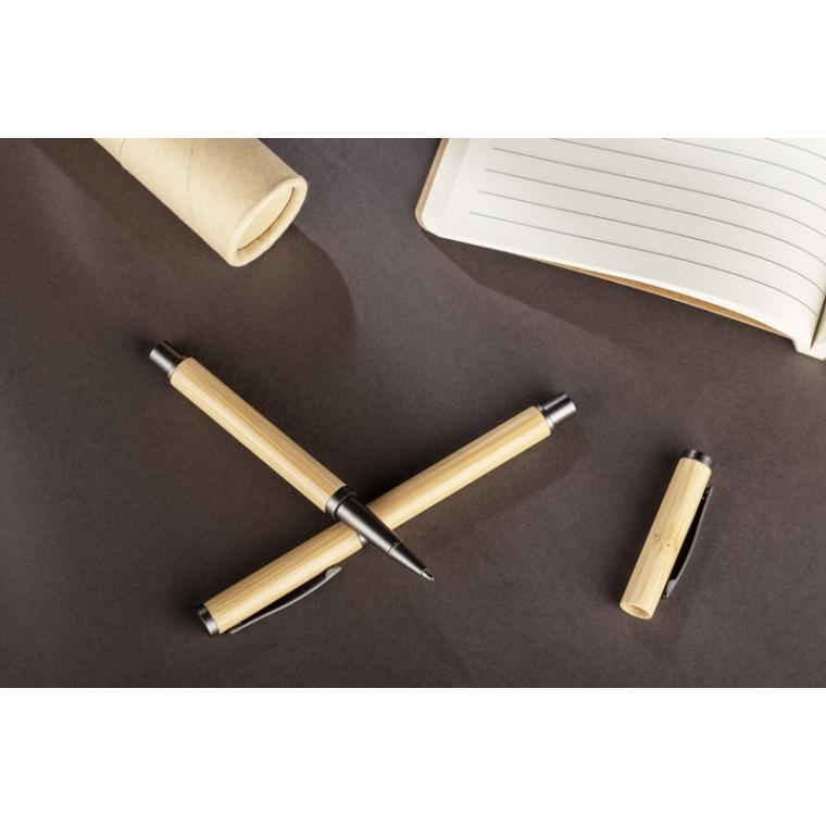 Stilou din bambus DENI cerneală neagră Gri carbon