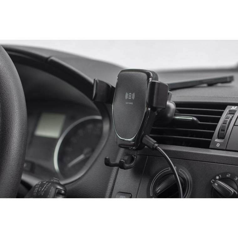 Suport auto pentru telefon cu încărcare wireless GARI 15W USB-C Negru
