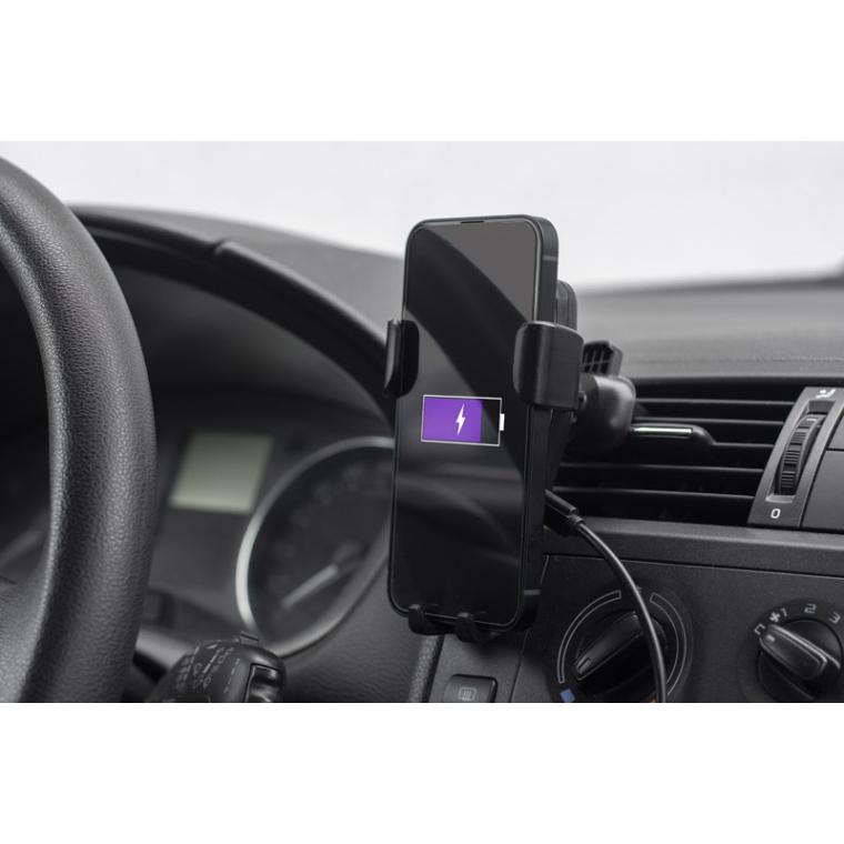 Suport auto pentru telefon cu încărcare wireless GARI 15W USB-C Negru