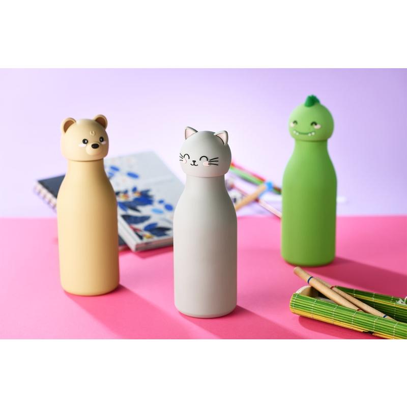 Sticlă termoizolantă pentru copii cu model dinozaur Animi, 400 ml Gri
