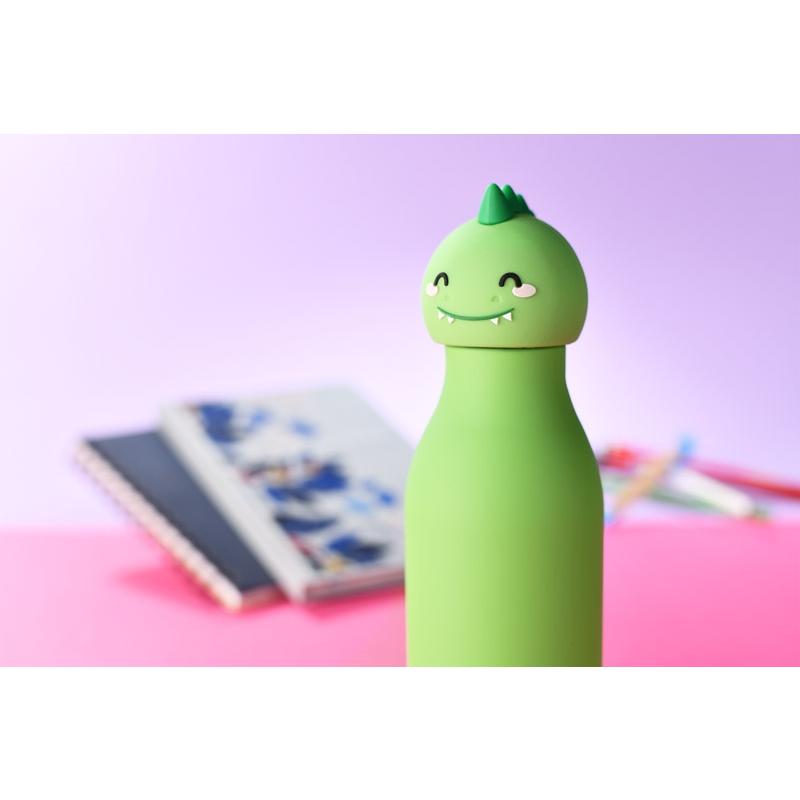 Sticlă termoizolantă pentru copii cu model dinozaur Animi, 400 ml Verde