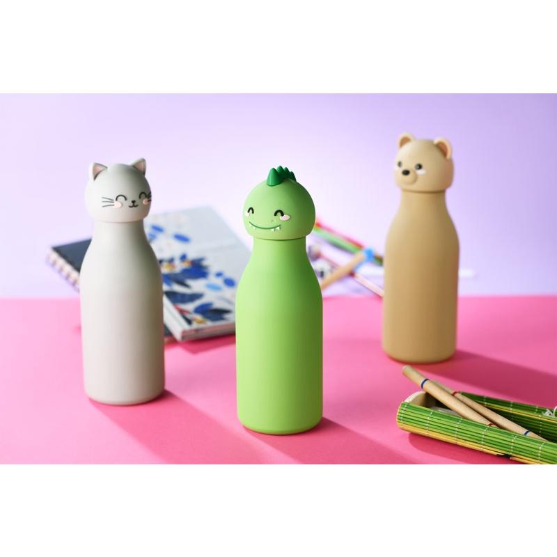 Sticlă termoizolantă pentru copii cu model dinozaur Animi, 400 ml Verde