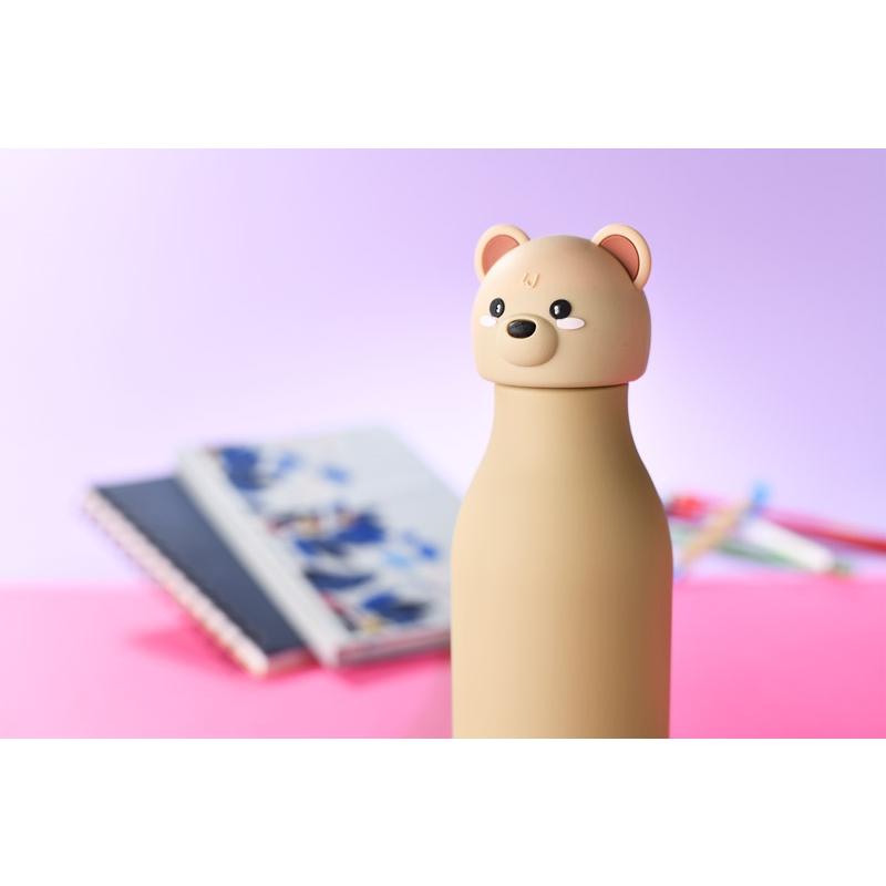 Sticlă termoizolantă pentru copii cu model dinozaur Animi, 400 ml Bej