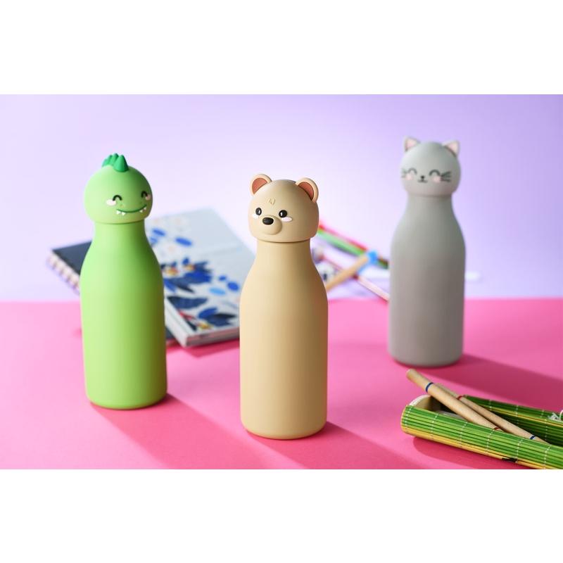 Sticlă termoizolantă pentru copii cu model dinozaur Animi, 400 ml Bej