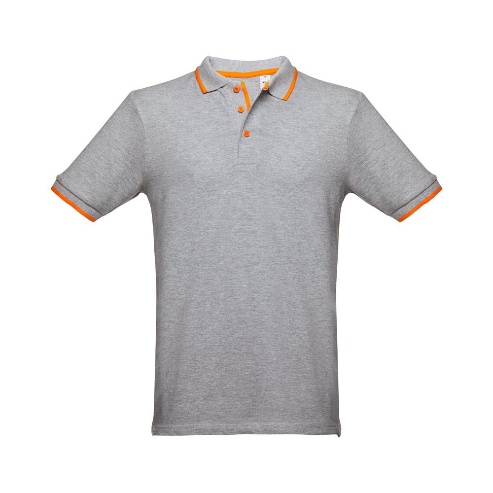 THC ROME. Tricou polo slim fit bărbați Gri melange deschis
