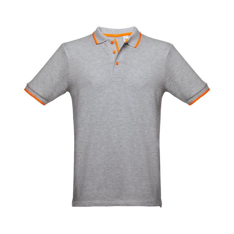 THC ROME. Tricou polo slim fit bărbați Gri melange deschis M