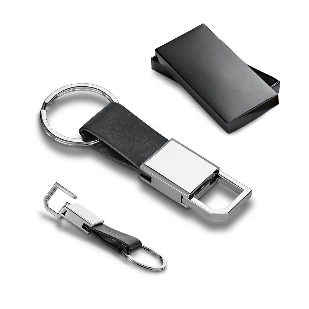 BOURCHIER. Breloc din metal și imitație de piele Negru