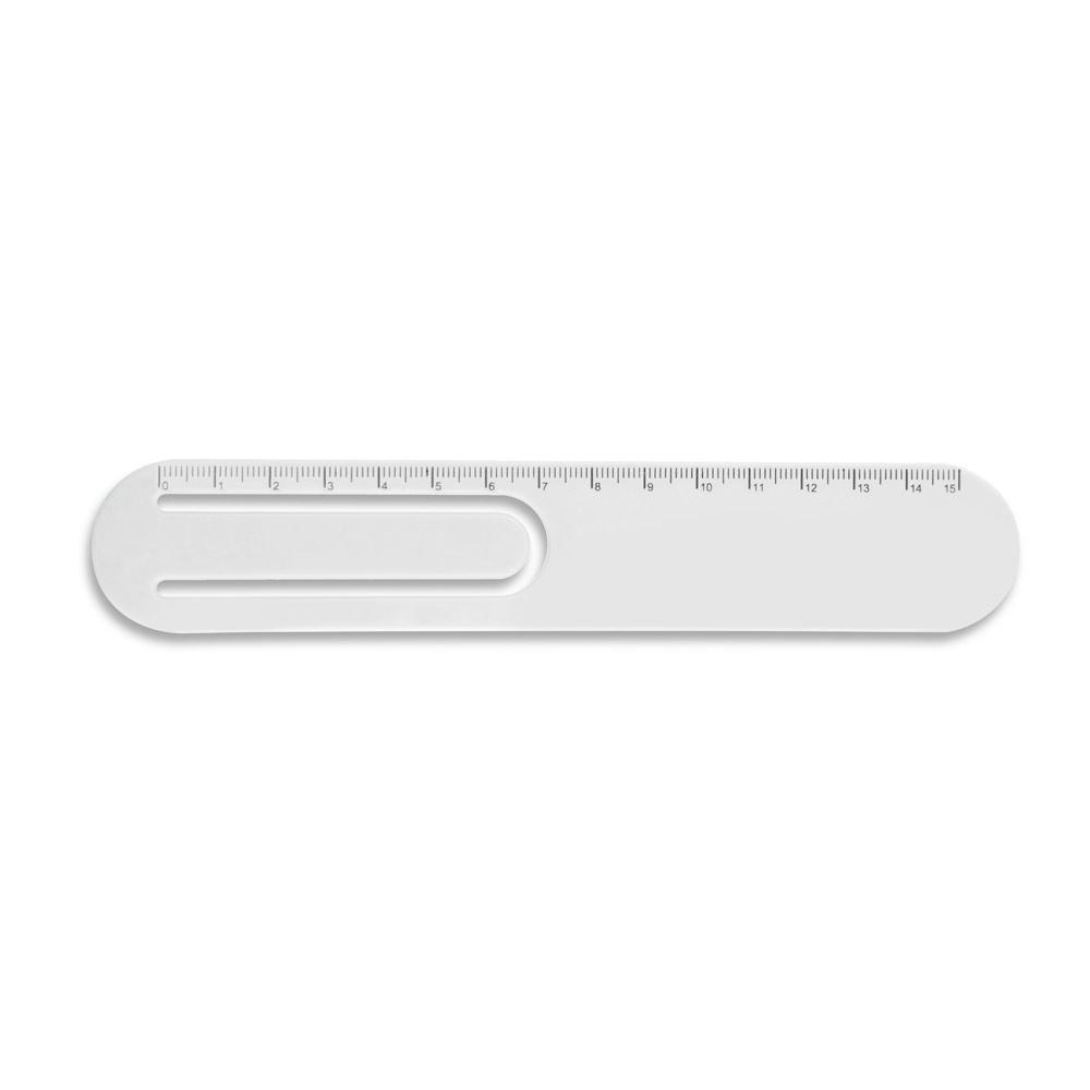 STEPHENIE. Riglă de 15 cm cu clip Alb