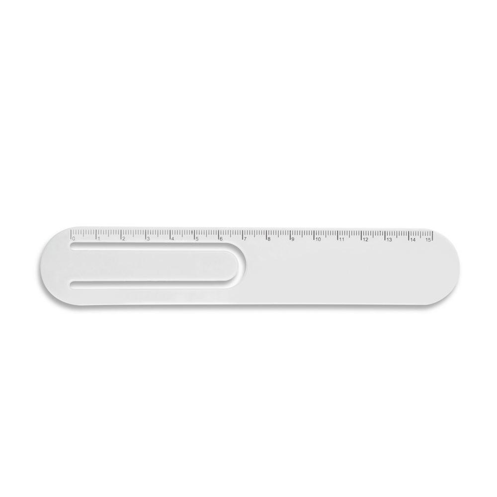 STEPHENIE. Riglă de 15 cm cu clip Alb