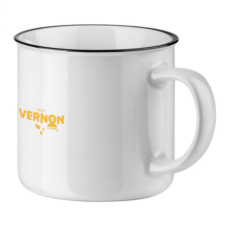 VERNON WHITE. Cană ceramică 360 mL Alb