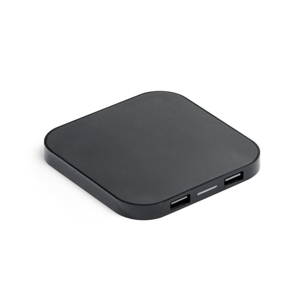 CAROLINE. Încărcător wireless și hub USB Negru