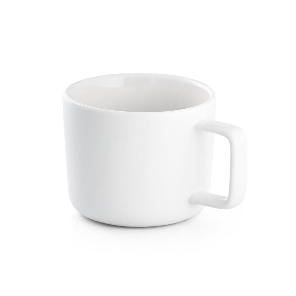 FANGIO. Cană din ceramică cu capac și bază din bambus 230 mL Alb
