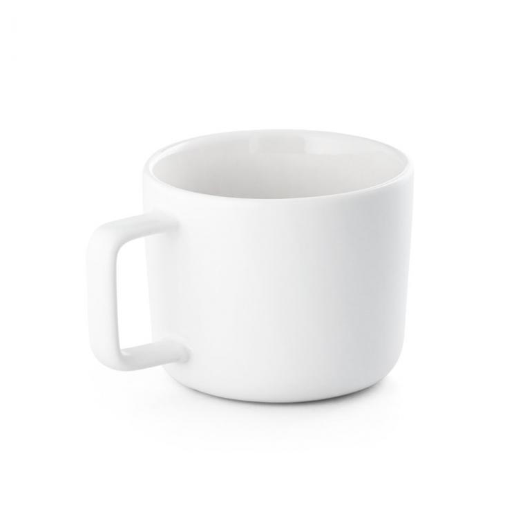 FANGIO. Cană din ceramică cu capac și bază din bambus 230 mL Alb