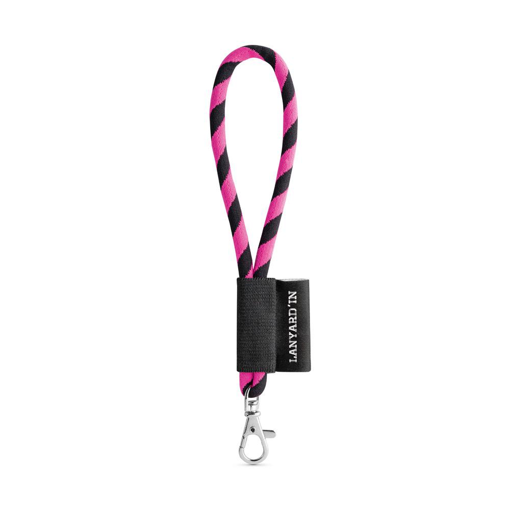 Lanyard tubular Short Set. Modele standard 355 - Negru/Roz