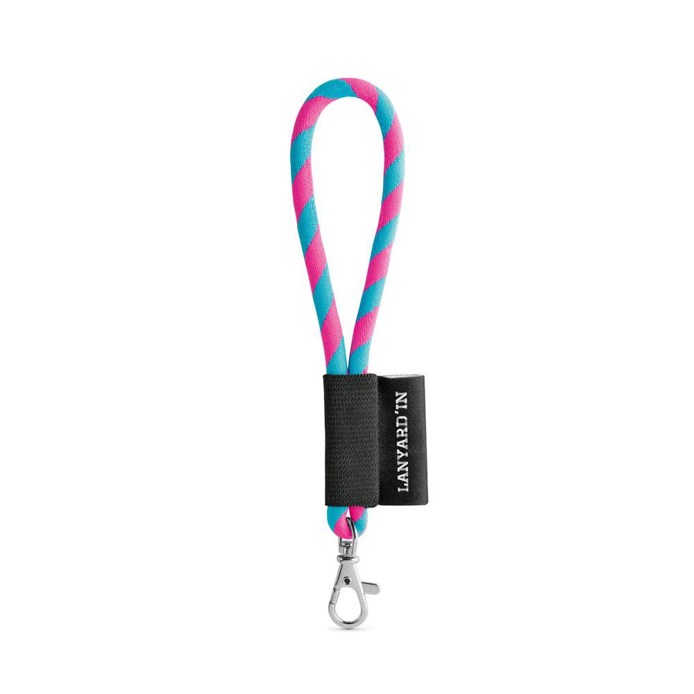 Lanyard tubular Short Set. Modele standard 365 - Roz hexacrom/Albastru deschis