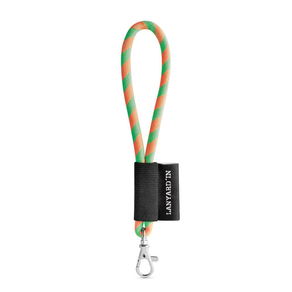 Lanyard tubular Short Set. Modele standard 368 - Verde hexacrom/Portocaliu