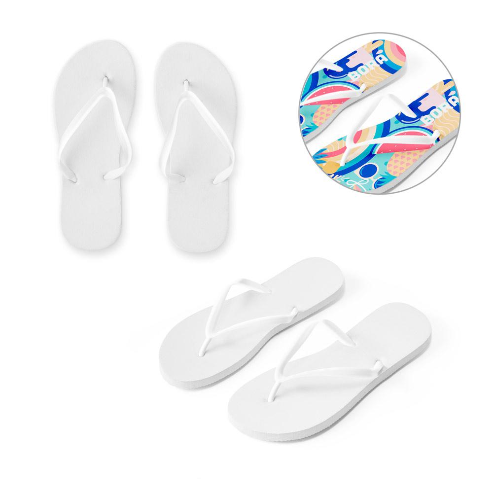 BALI L / XL. Papuci de casă sau de plajă cu tălpi sublimate complet personalizabile Alb