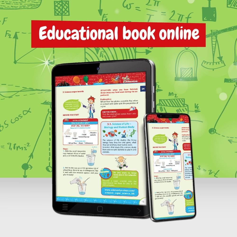 6 in 1 Super Science Kit II. Joc educațional furnizat cu o pungă cadou din hârtie kraft (100 g/m²) Alb