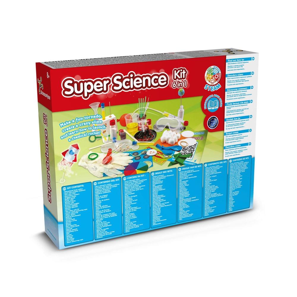 6 in 1 Super Science Kit III. Joc educațional furnizat cu o pungă cadou din hârtie kraft (115 g/m²) Natural