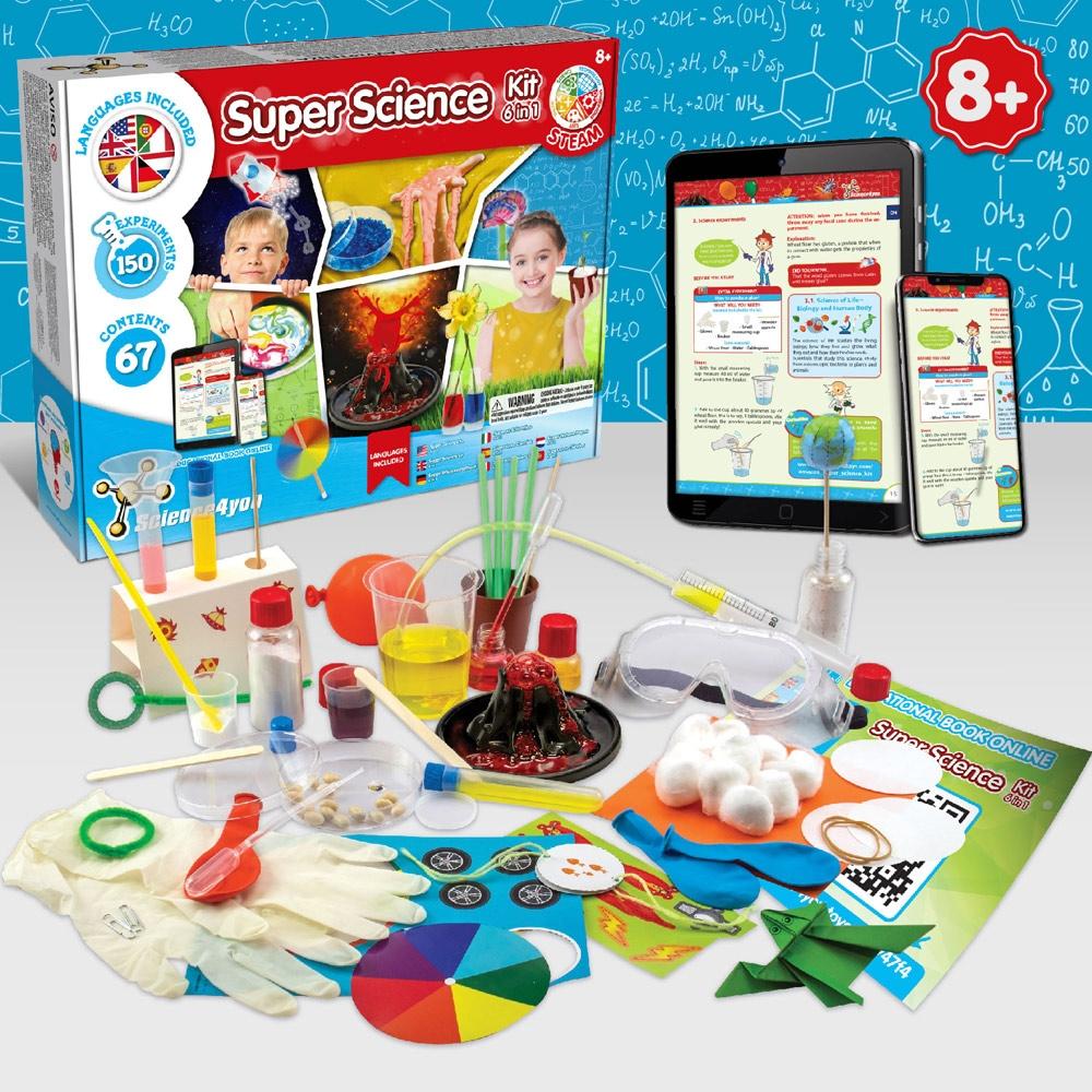 6 in 1 Super Science Kit III. Joc educațional furnizat cu o pungă cadou din hârtie kraft (115 g/m²) Natural