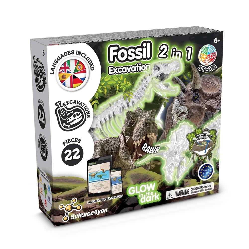 2 in 1 Fossil Excavation Kit I. Joc educațional pentru copii Asortat
