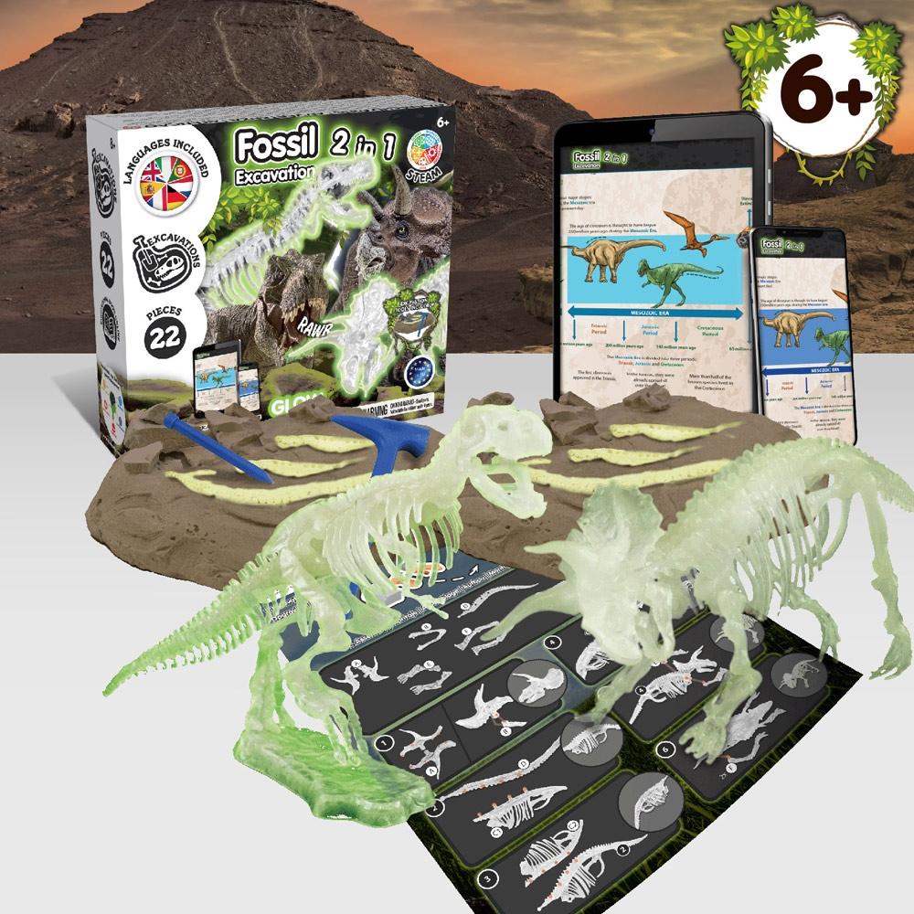 2 in 1 Fossil Excavation Kit III. Joc educațional furnizat cu o pungă cadou din hârtie kraft (115 g/m²) Natural