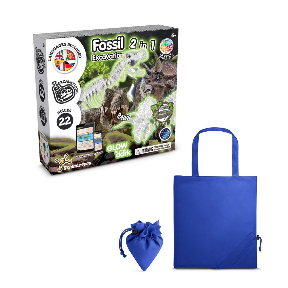 2 in 1 Fossil Excavation Kit V. Joc educațional furnizat cu o pungă de cadou pliabilă 190T Albastru Royal