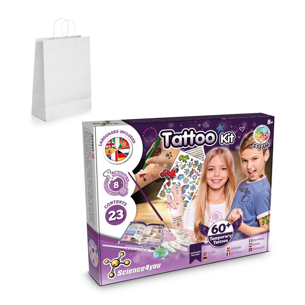 Tattoo Factory Kit II. Joc educațional furnizat cu o pungă cadou din hârtie kraft (100 g/m²) Alb