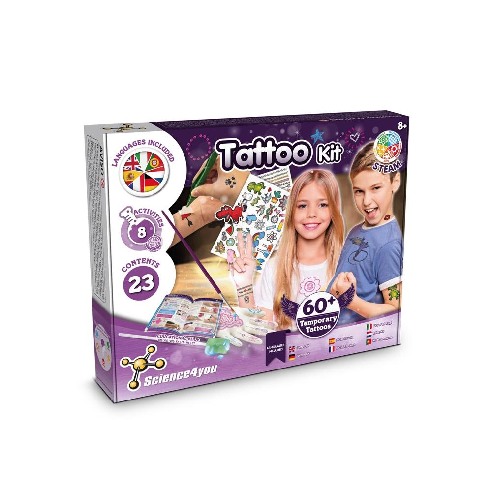 Tattoo Factory Kit III. Joc educațional furnizat cu o pungă cadou din hârtie kraft (115 g/m²) Natural
