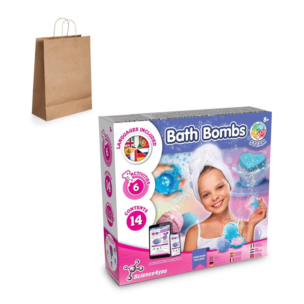Bath Bombs Kit III. Joc educațional furnizat cu o pungă cadou din hârtie kraft (115 g/m²) Natural