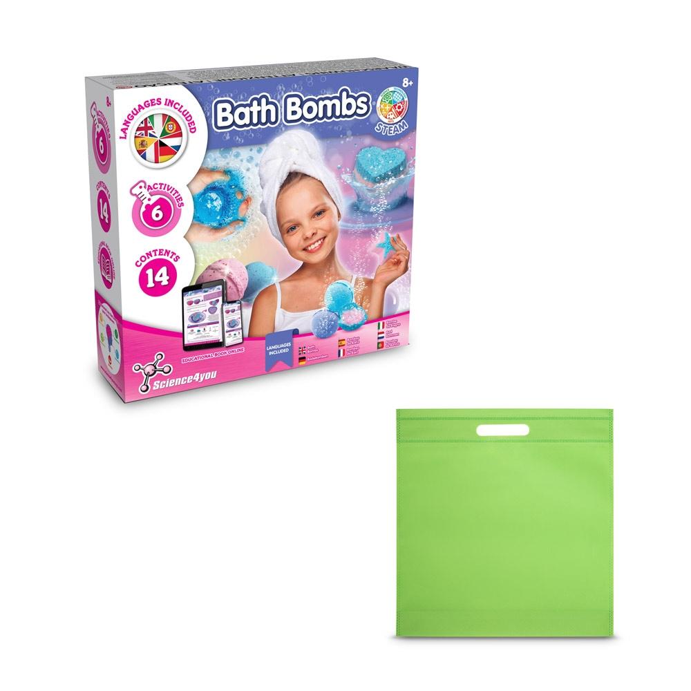 Bath Bombs Kit IV. Joc educațional furnizat cu o pungă cadou nețesută (80 g/m²) Verde deschis