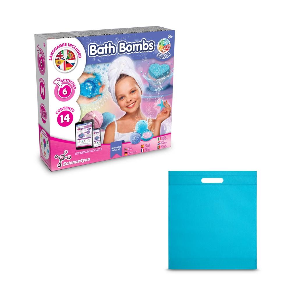Bath Bombs Kit IV. Joc educațional furnizat cu o pungă cadou nețesută (80 g/m²) Albastru deschis