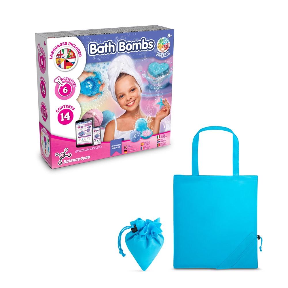 Bath Bombs Kit V. Joc educațional furnizat cu o pungă de cadou pliabilă 190T Albastru deschis