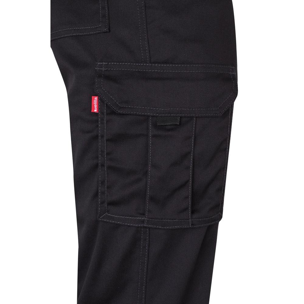 VL LUGH. Pantaloni stretch cu buzunare multiple (240 g/m²), din bumbac (46%), EME (38%) și poliester (16%) Negru 54