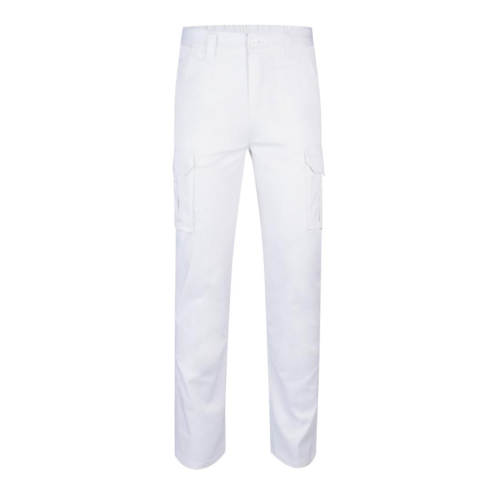 VL LUGH. Pantaloni stretch cu buzunare multiple (240 g/m²), din bumbac (46%), EME (38%) și poliester (16%) Alb