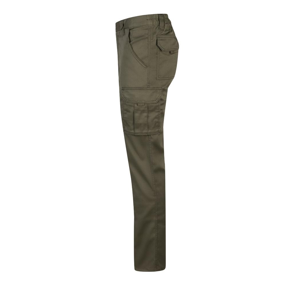 VL LUGH. Pantaloni stretch cu buzunare multiple (240 g/m²), din bumbac (46%), EME (38%) și poliester (16%) Verde armată 54