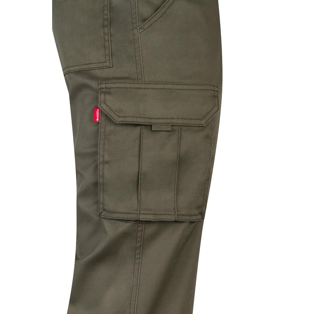 VL LUGH. Pantaloni stretch cu buzunare multiple (240 g/m²), din bumbac (46%), EME (38%) și poliester (16%) Verde armată 54