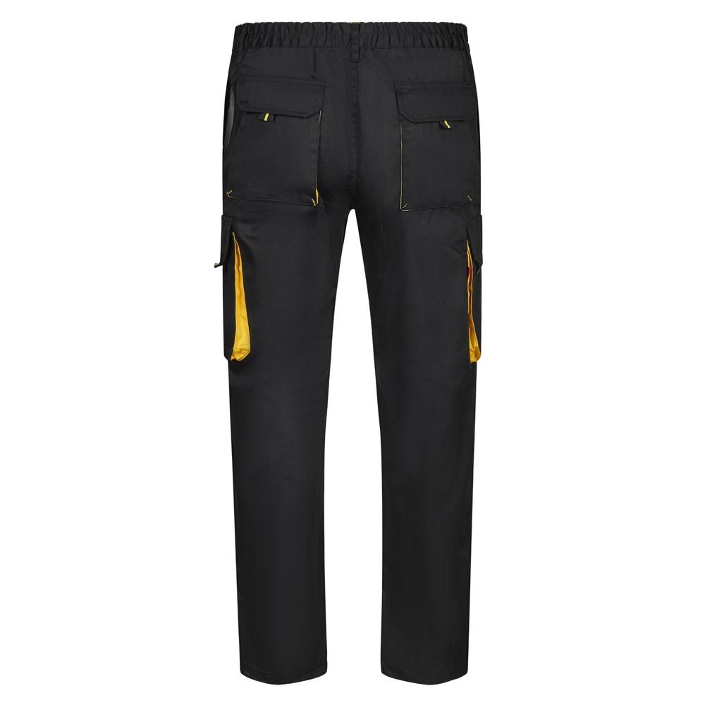 VL HYPNOS. Pantaloni de twill cu buzunare multiple în două tonuri (200g/m²), din bumbac (35%) și poliester (65%) Negru Galben