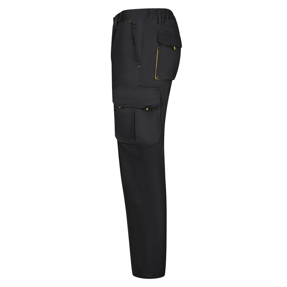 VL HYPNOS. Pantaloni de twill cu buzunare multiple în două tonuri (200g/m²), din bumbac (35%) și poliester (65%) Negru Galben 54