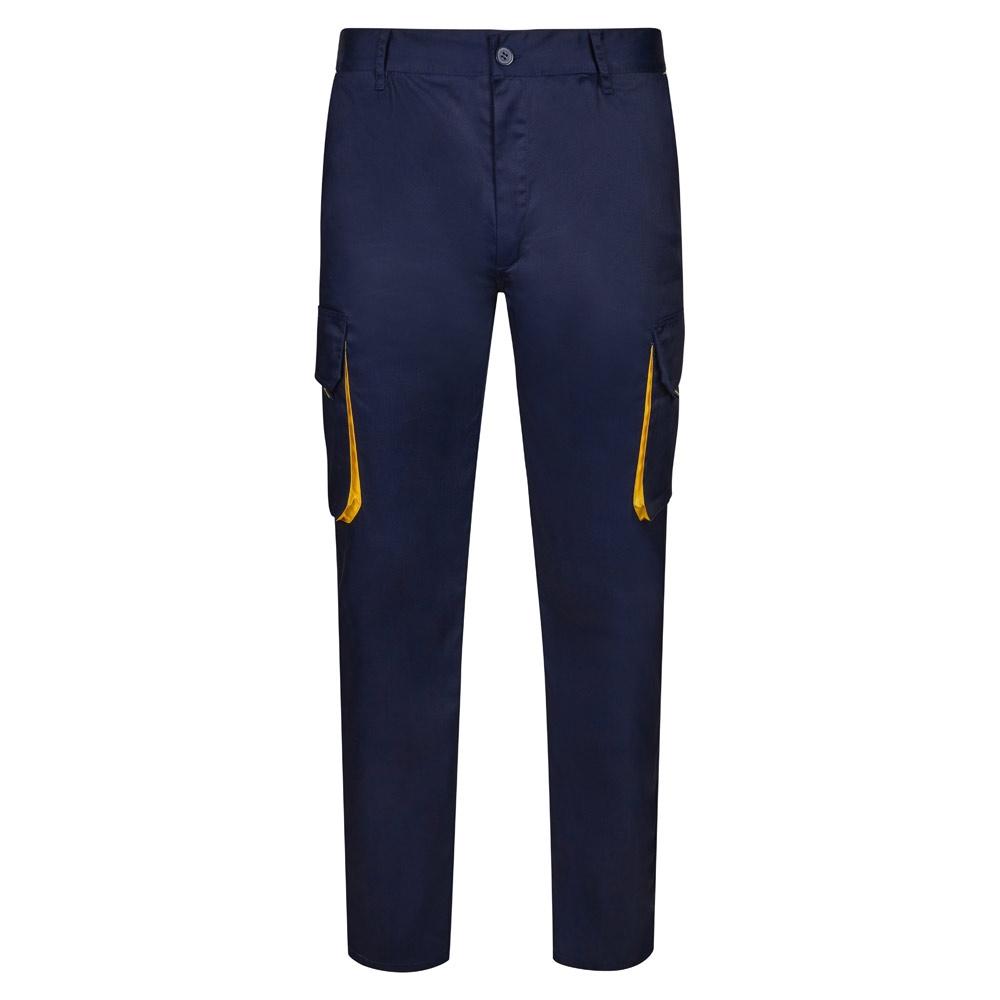 VL HYPNOS. Pantaloni de twill cu buzunare multiple în două tonuri (200g/m²), din bumbac (35%) și poliester (65%) Albastru Galben
