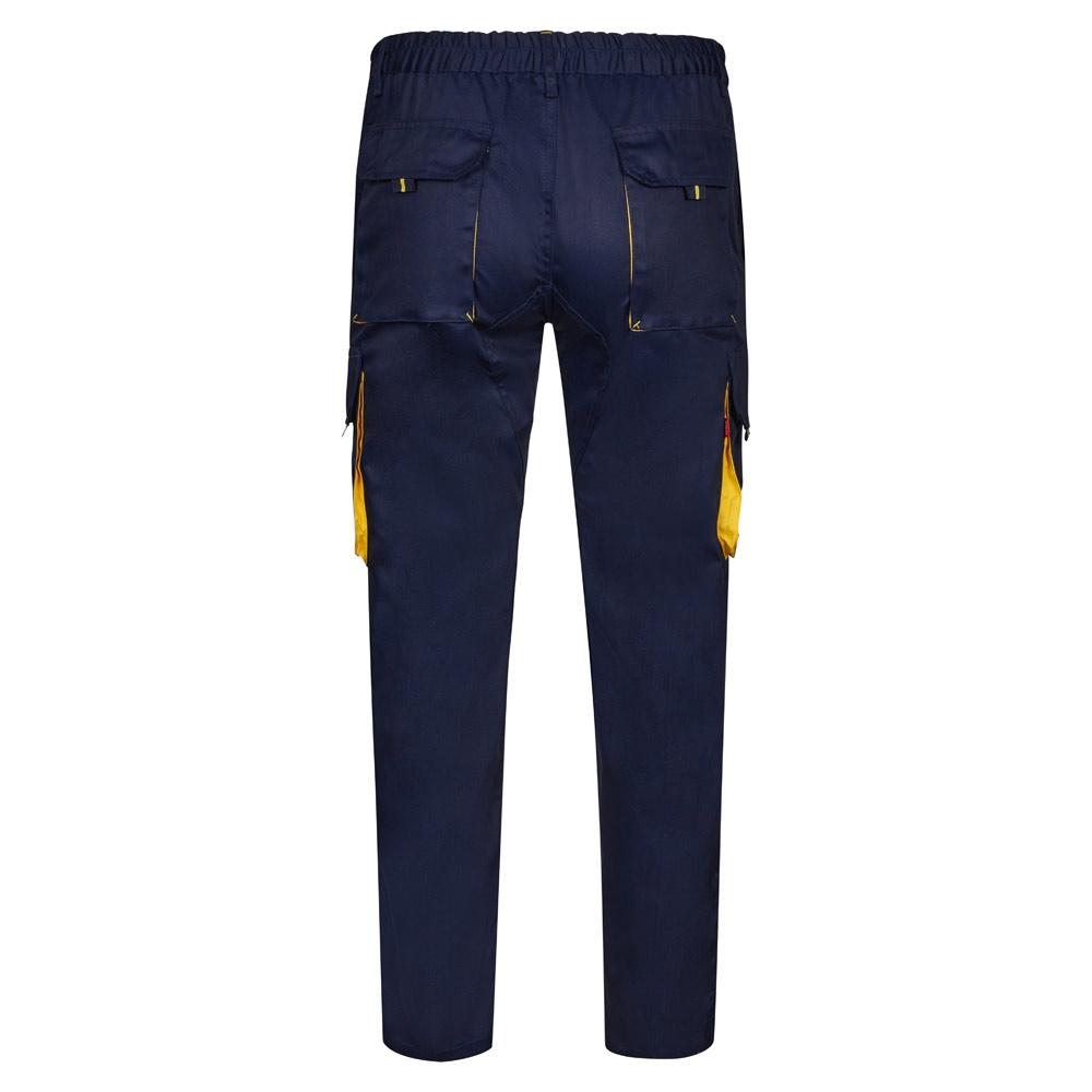 VL HYPNOS. Pantaloni de twill cu buzunare multiple în două tonuri (200g/m²), din bumbac (35%) și poliester (65%) Albastru Galben 38