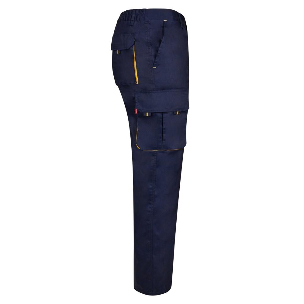 VL HYPNOS. Pantaloni de twill cu buzunare multiple în două tonuri (200g/m²), din bumbac (35%) și poliester (65%) Albastru Galben 38