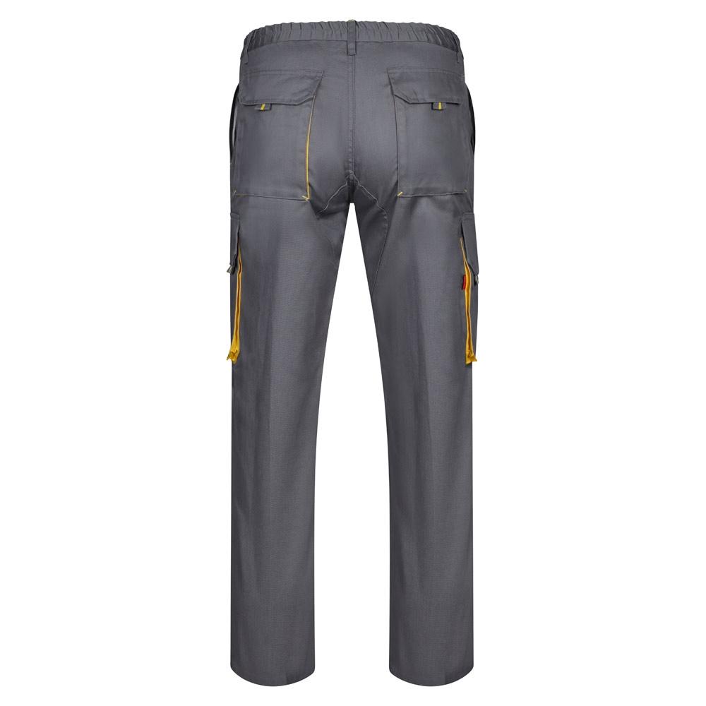 VL HYPNOS. Pantaloni de twill cu buzunare multiple în două tonuri (200g/m²), din bumbac (35%) și poliester (65%) Gri Galben 44