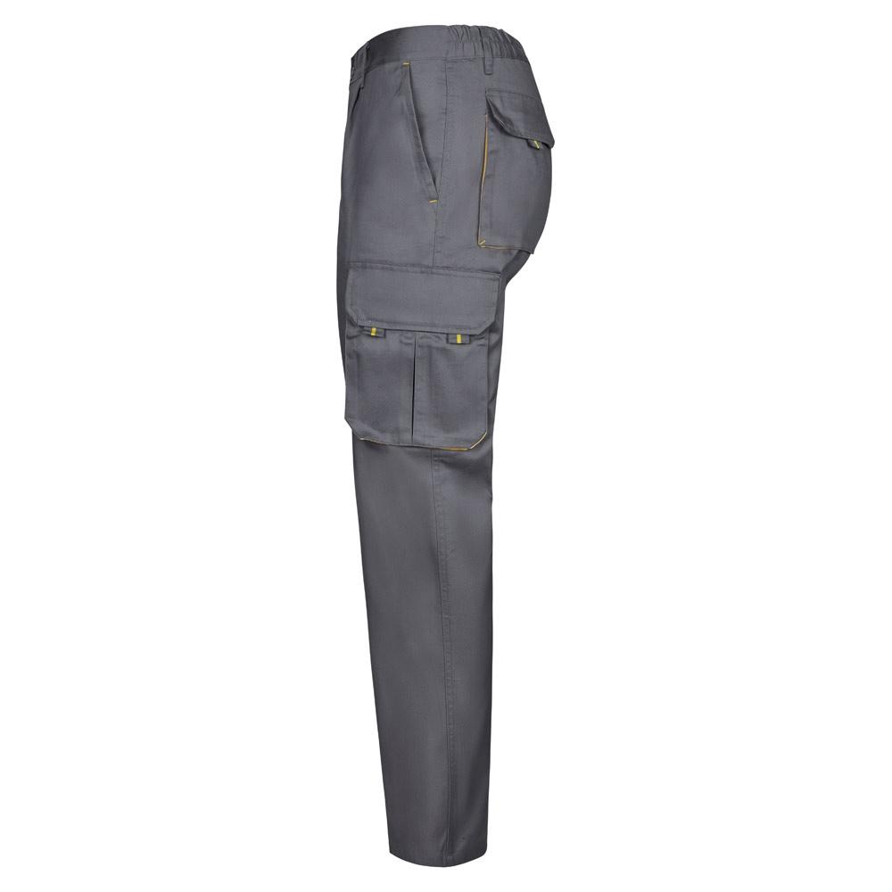 VL HYPNOS. Pantaloni de twill cu buzunare multiple în două tonuri (200g/m²), din bumbac (35%) și poliester (65%) Gri Galben 44